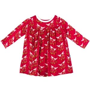 Kickee Pants Long Sleeve Swing Dress Crimson Kissing Birds, 2T
